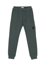 Pantalone bambino Stone Island verde in felpa di cotone
