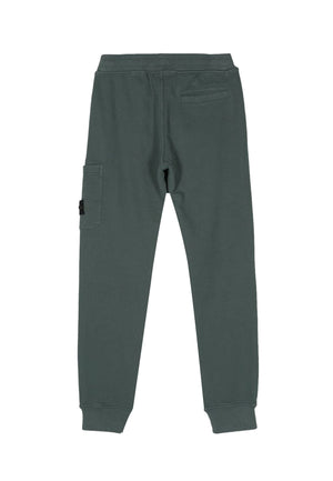 Pantalone bambino Stone Island verde in felpa di cotone