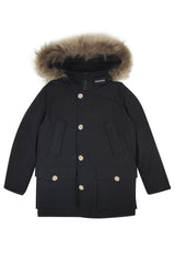 Woolrich kid's giacca Arctic Detachable Fur Parka bambino in tessuto Ramar idrorepellente nera