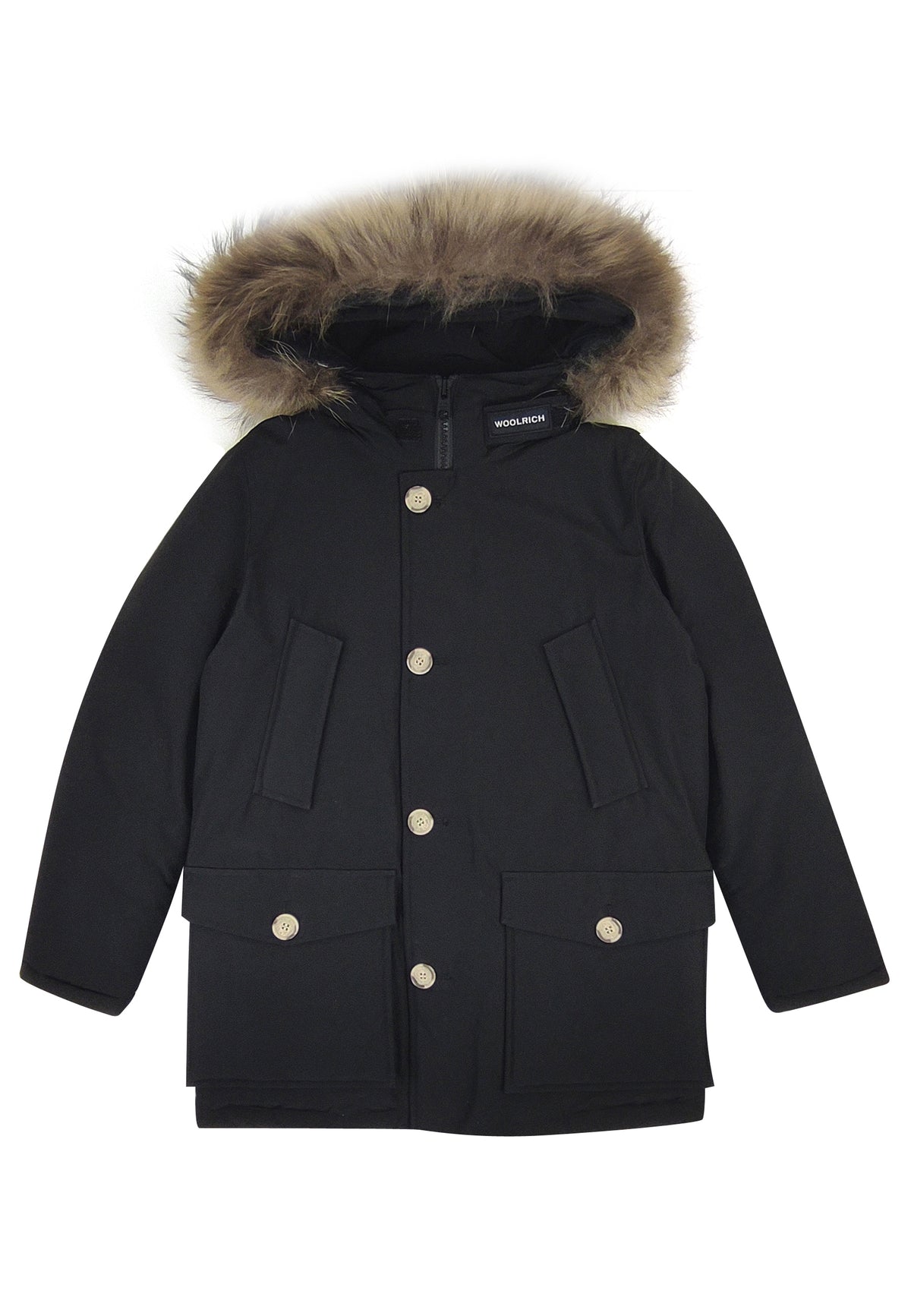 Woolrich kid's giacca Arctic Detachable Fur Parka bambino in tessuto Ramar idrorepellente nera