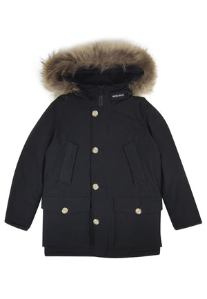Woolrich kid's giacca Arctic Detachable Fur Parka bambino in tessuto Ramar idrorepellente nera