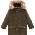 Giubbino bambino Woolrich kids Arctic Detachable Fur Parka verde in tessuto Ramar