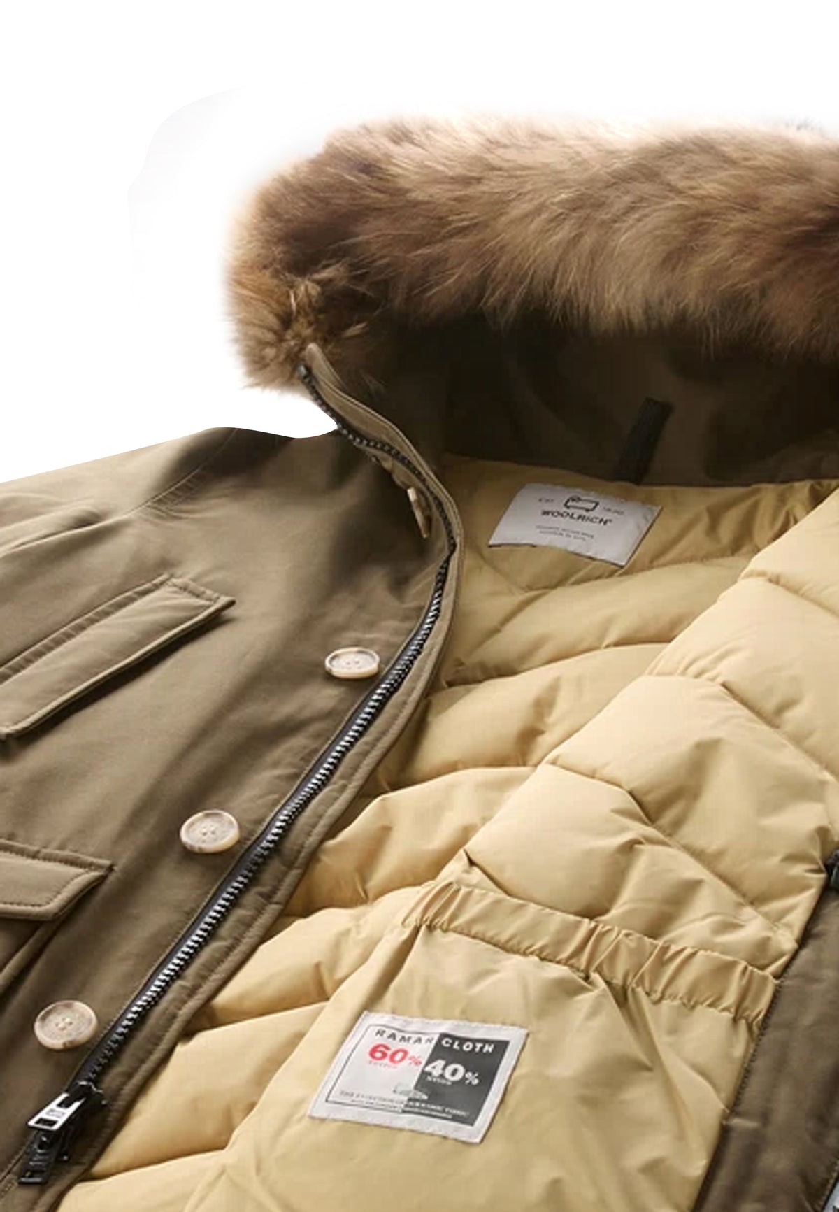 Giubbino bambino Woolrich kids Arctic Detachable Fur Parka verde in tessuto Ramar