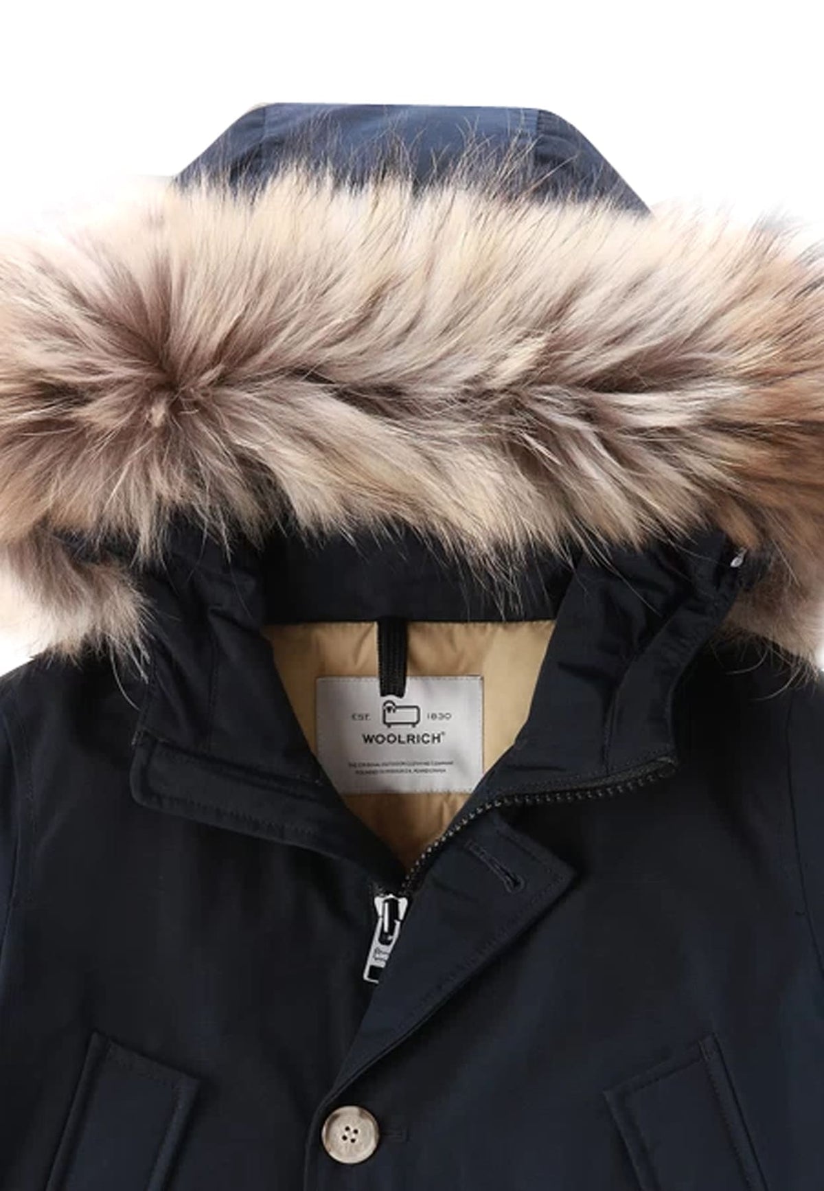 Giubbino bambino Woolrich kids Arctic Detachable Fur Parka blu in tessuto Ramar