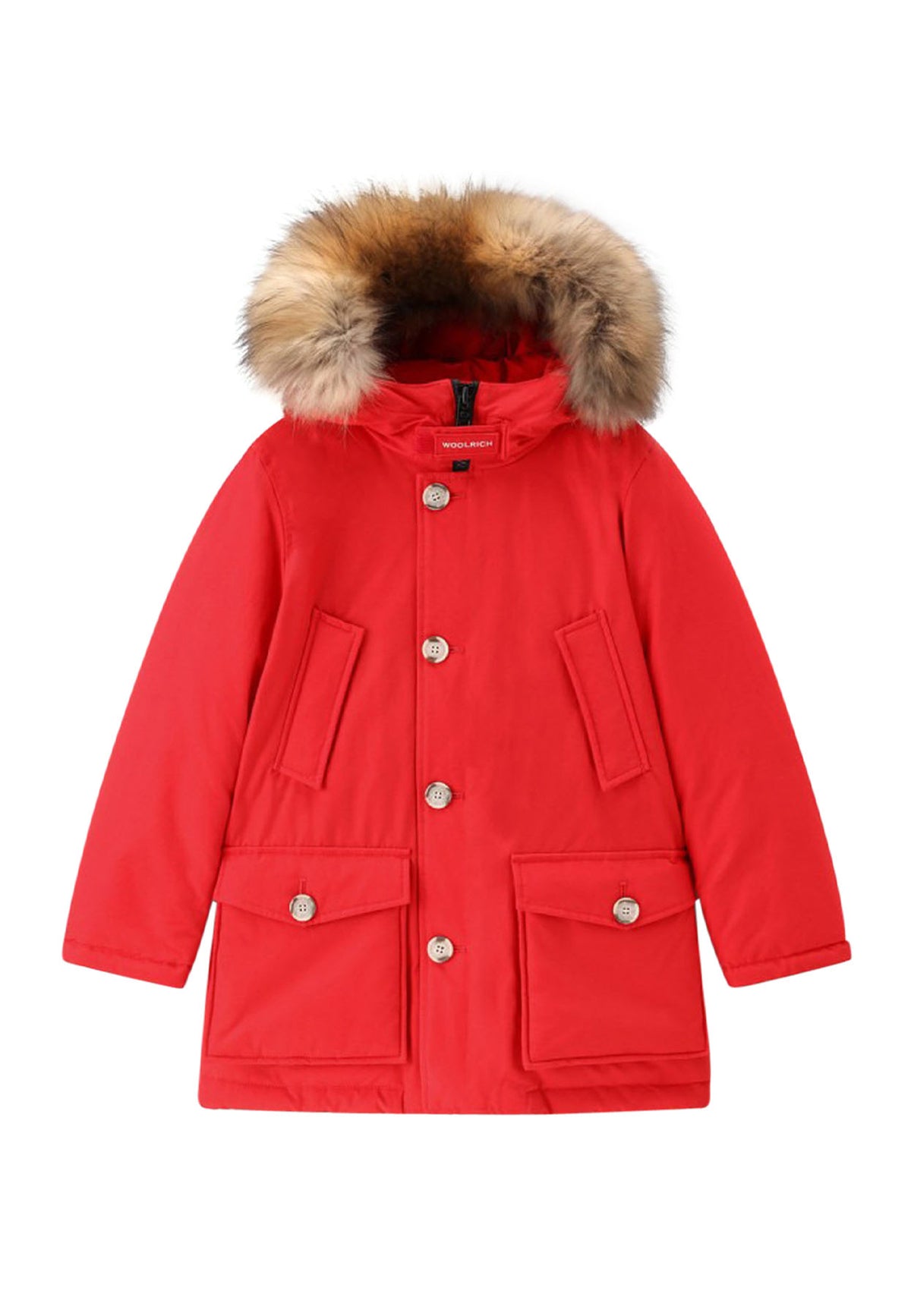 Giubbino bambino Woolrich kids Arctic Detachable Fur Parka rosso in tessuto Ramar | ViaMonte Shop