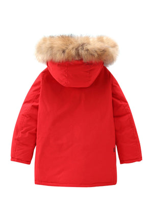 Giubbino bambino Woolrich kids Arctic Detachable Fur Parka rosso in tessuto Ramar | ViaMonte Shop