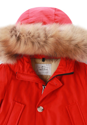 Giubbino bambino Woolrich kids Arctic Detachable Fur Parka rosso in tessuto Ramar | ViaMonte Shop