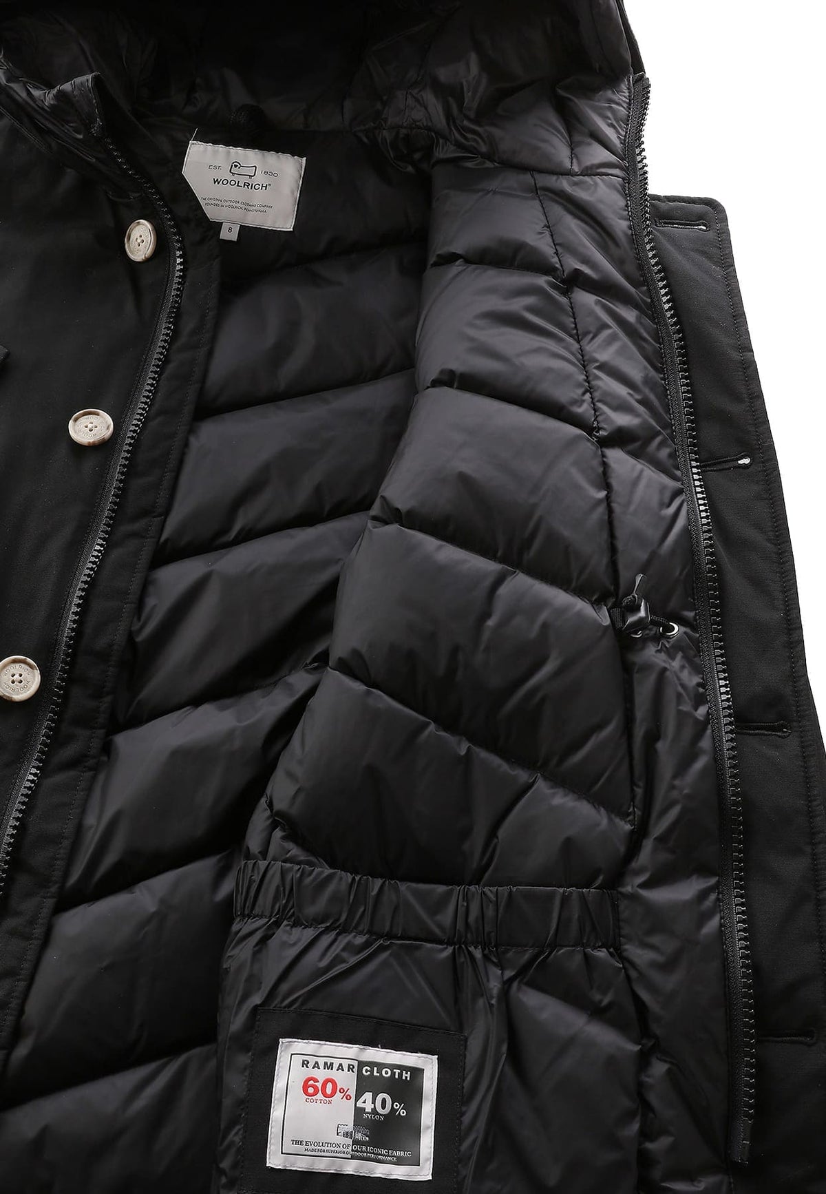 Giubbino bambino Woolrich kids Arctic Parka nero in tessuto Ramar Cloth | ViaMonte Shop