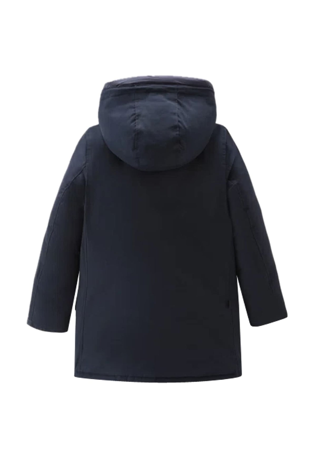 Giubbino bambino Woolrich kids Arctic Parka blu in tessuto Ramar Cloth