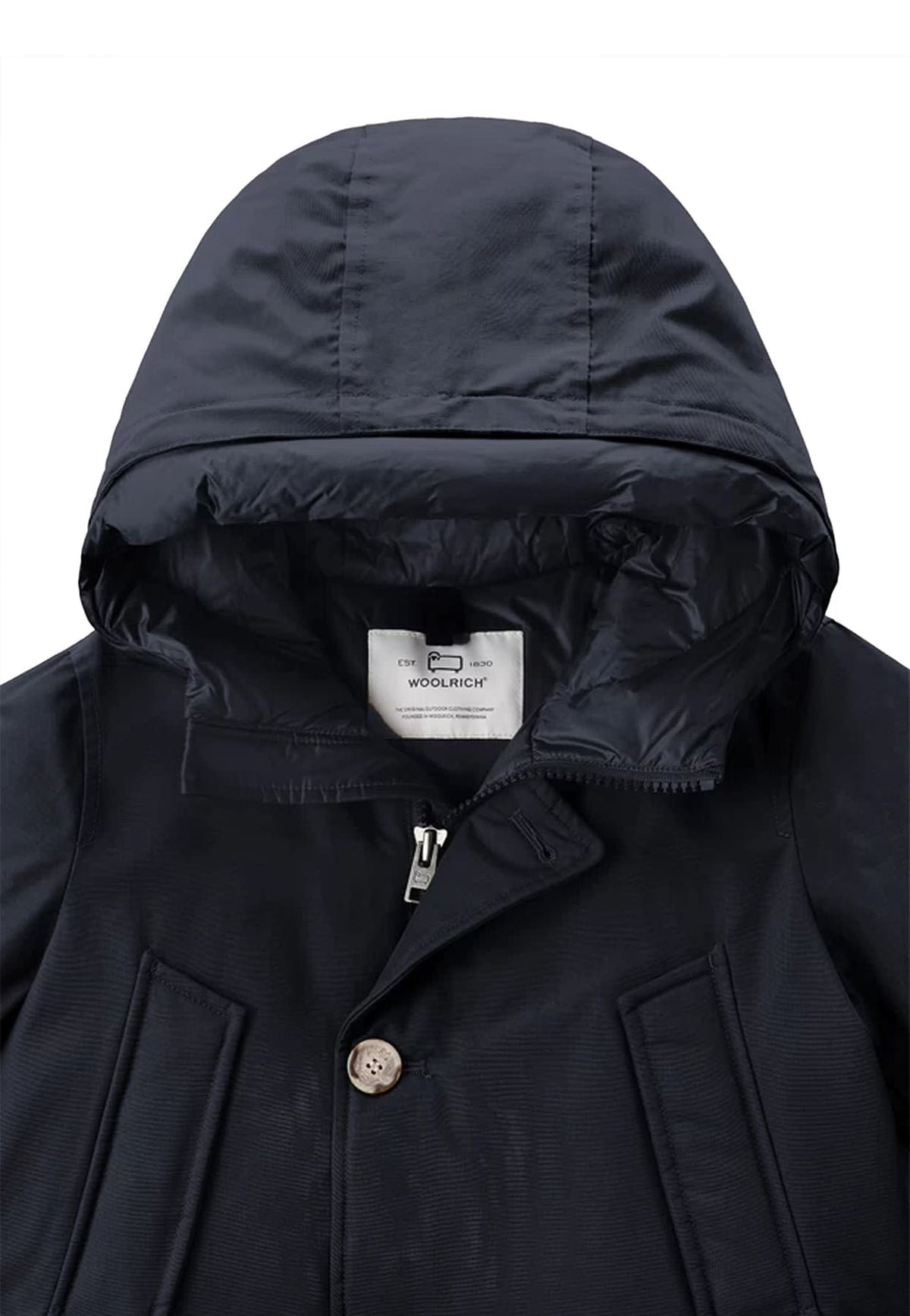 Giubbino bambino Woolrich kids Arctic Parka blu in tessuto Ramar Cloth