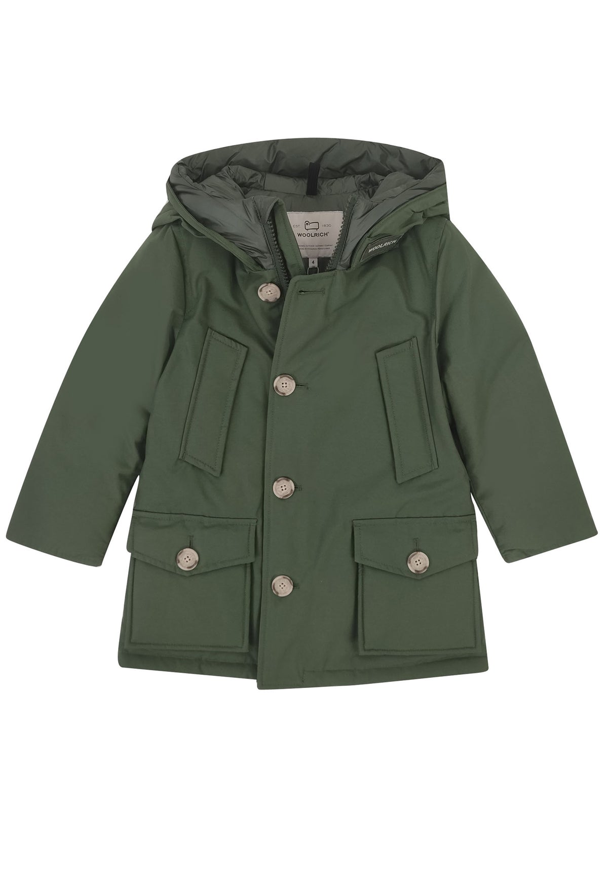 Giubbino bambino Woolrich kids Arctic Parka verde in tessuto Ramar