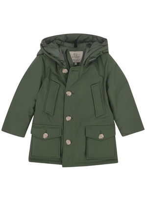 Giubbino bambino Woolrich kids Arctic Parka verde in tessuto Ramar
