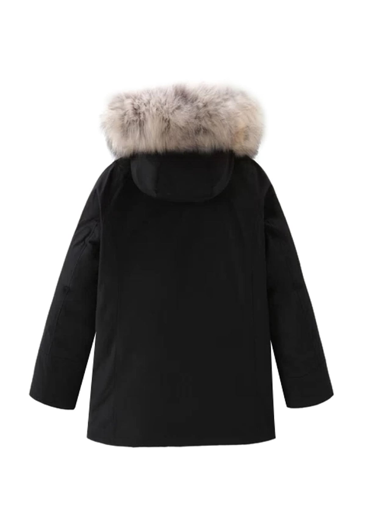 Giubbino bambina Woolrich kids Arctic Raccoon Parka nero in tessuto Ramar Cloth | ViaMonte Shop