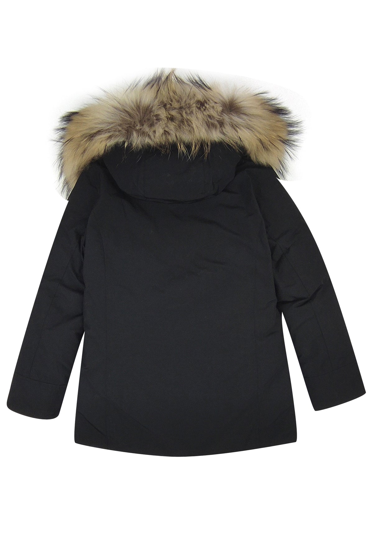 Giubbino bambina Woolrich kids Arctic Raccoon Parka nero in tessuto Ramar Cloth | ViaMonte Shop
