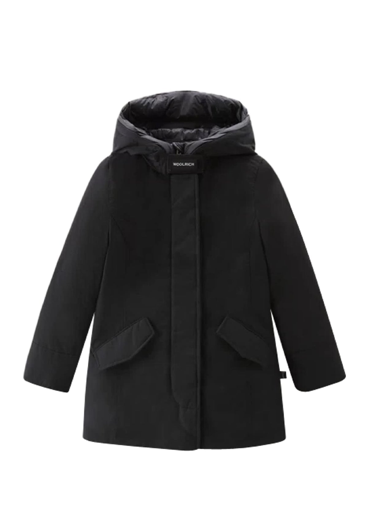 Giubbino bambina Woolrich kids Arctic Parka nero in tessuto Ramar Cloth | ViaMonte Shop