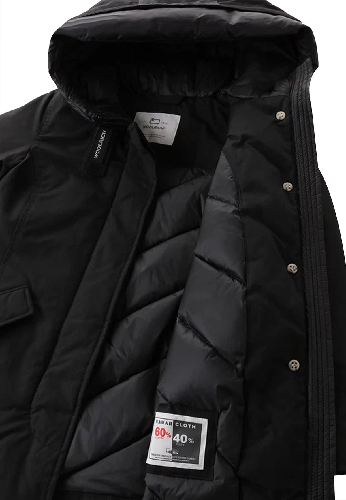 Giubbino bambina Woolrich kids Arctic Parka nero in tessuto Ramar Cloth | ViaMonte Shop