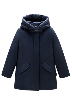 Giubbino bambina Woolrich kids Arctic Parka blu in tessuto Ramar Cloth | ViaMonte Shop