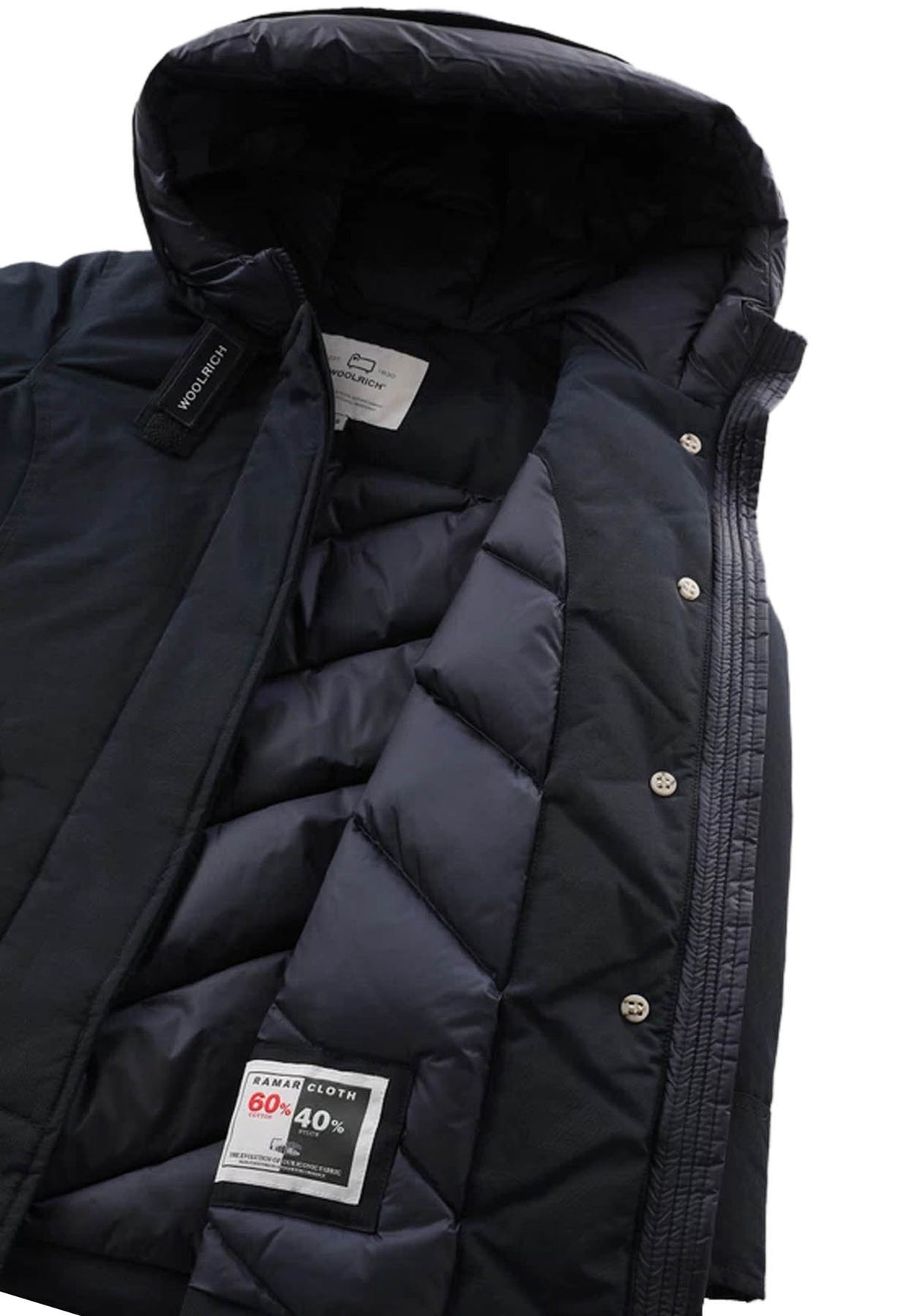 Giubbino bambina Woolrich kids Arctic Parka blu in tessuto Ramar Cloth | ViaMonte Shop