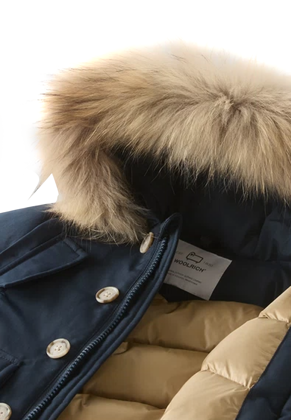 Giubbino neonato Woolrich kids My First Parka melton blue in tessuto Ramar Cloth