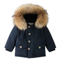 Giubbino neonato Woolrich kids melton blue in tessuto Ramar Cloth | ViaMonte Shop