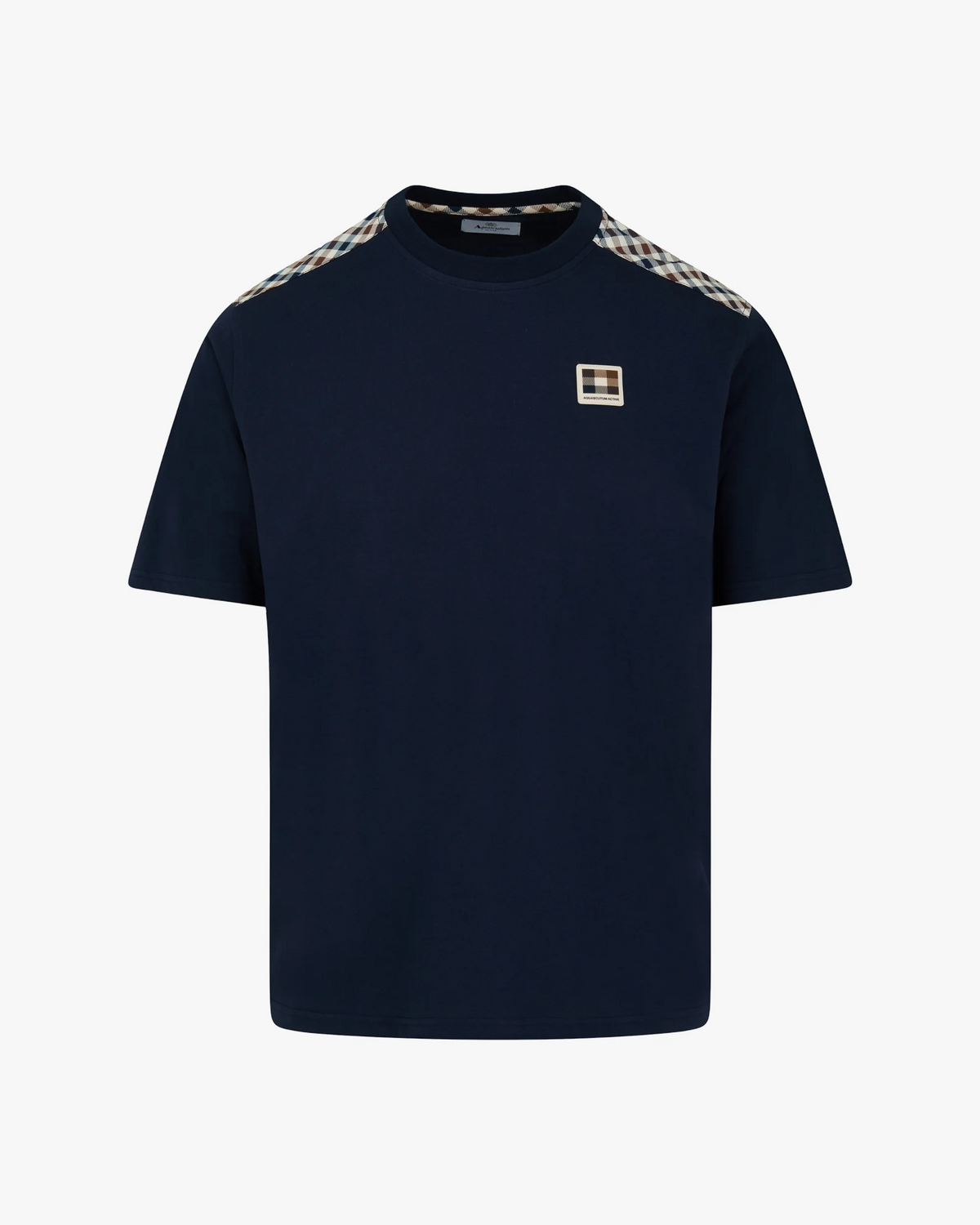 Aquascutum Check Shoulder T-Shirt - Navy