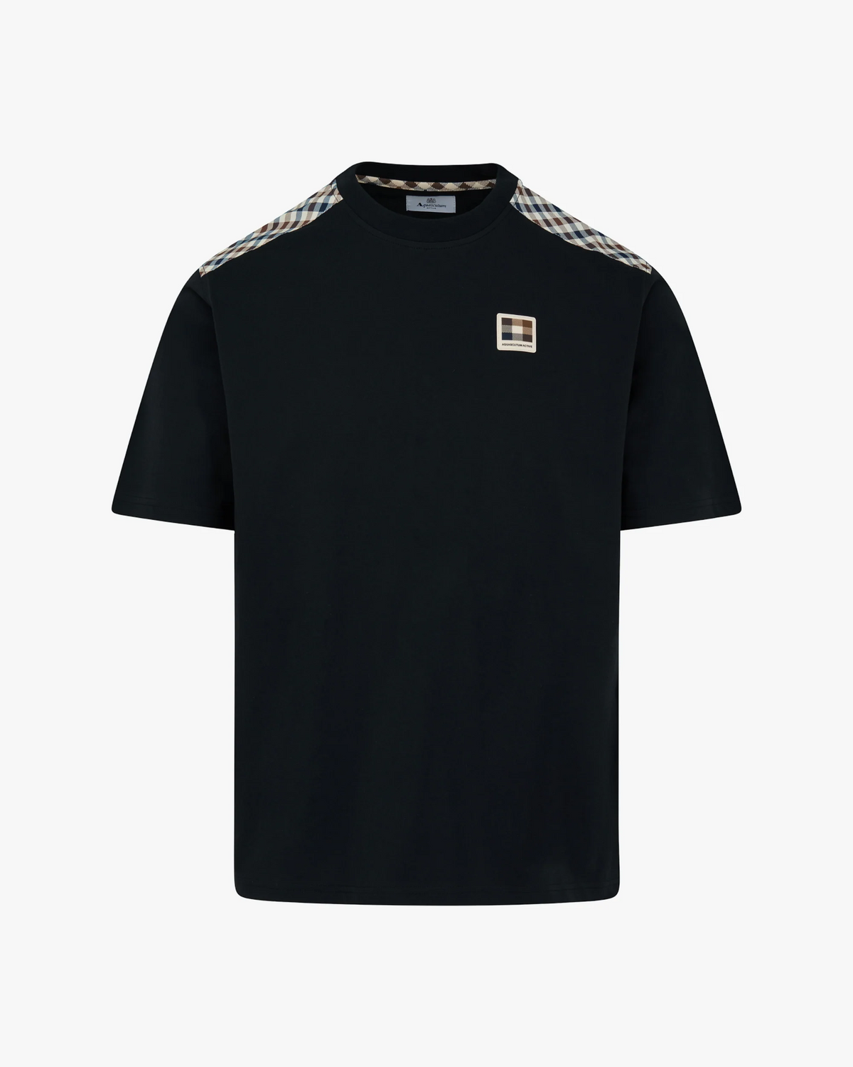 Aquascutum Check Shoulder T-Shirt - Black