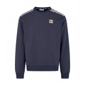 Aquascutum Check Shoulder Crewneck Fleece - Navy | ViaMonte Shop