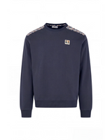 Aquascutum Check Shoulder Crewneck Fleece - Navy | ViaMonte Shop