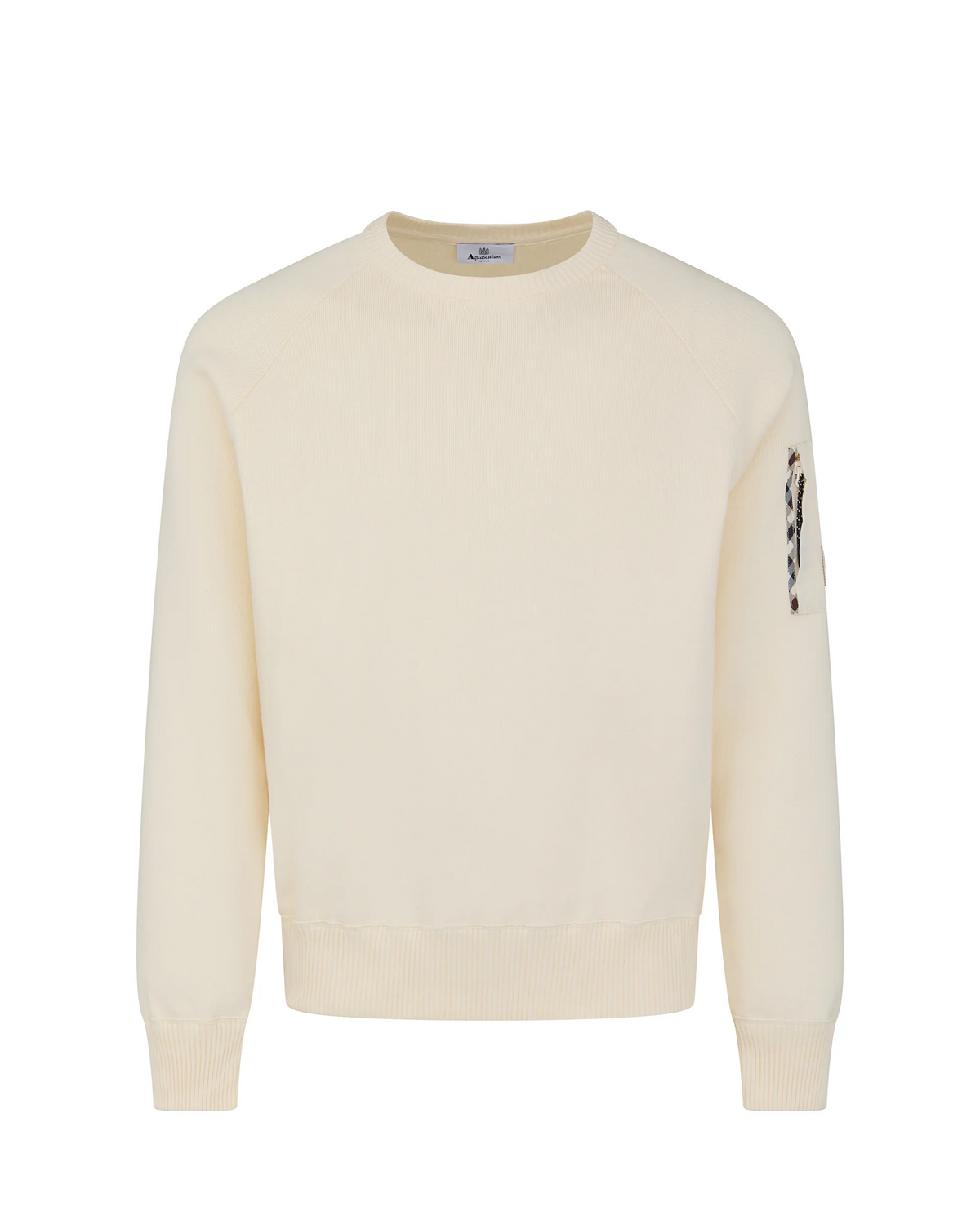 Aquascutum Cotton Knit Crewneck Sweater - Old White