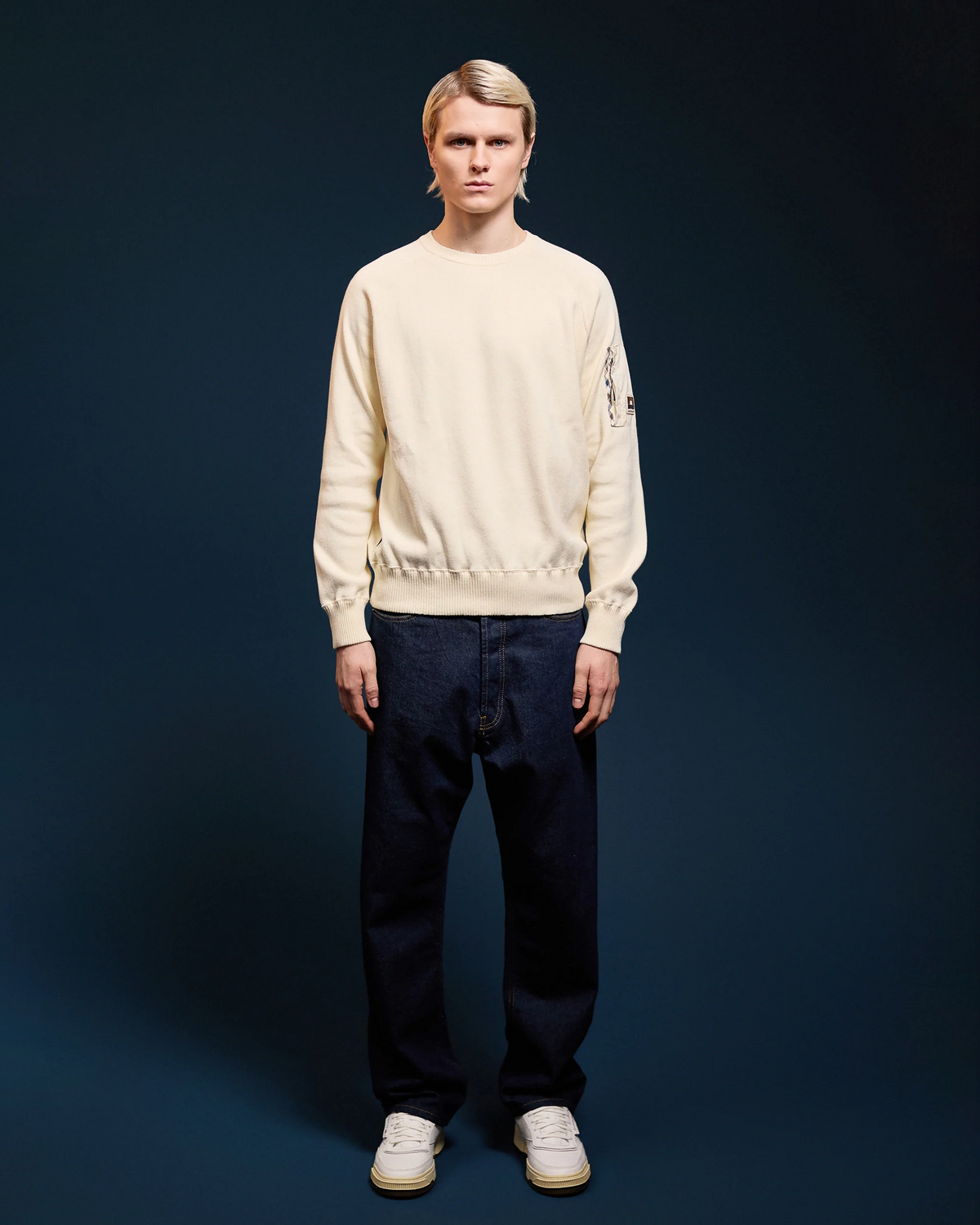 Aquascutum Cotton Knit Crewneck Sweater - Old White