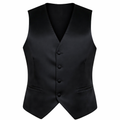 Gilet in raso Simbols uomo da cerimonia nero