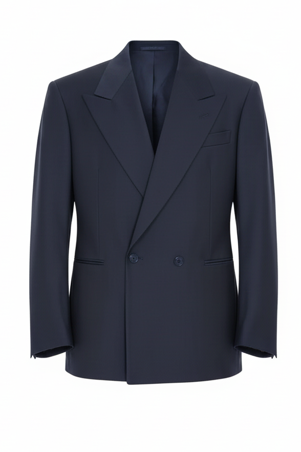 Giacca doppiopetto in misto lana blu