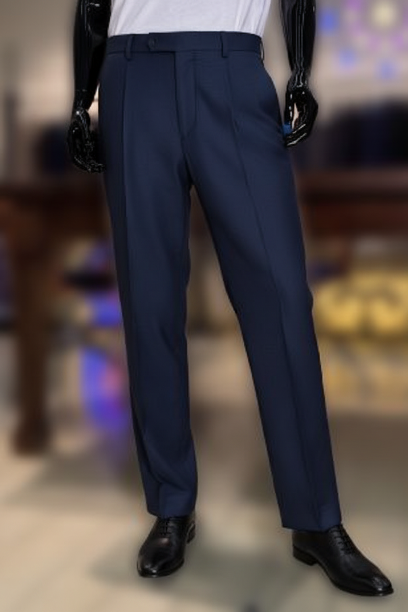 Pantalone over fit in misto lana blu | ViaMonte Shop
