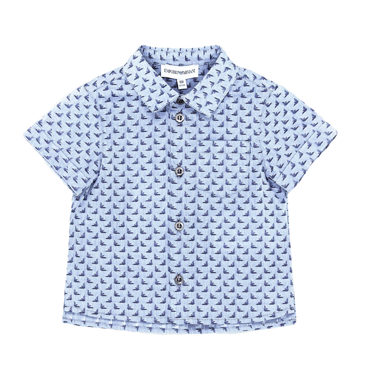 ViaMonte Shop | Emporio Armani Camicia bambino blu fantasia in puro cotone