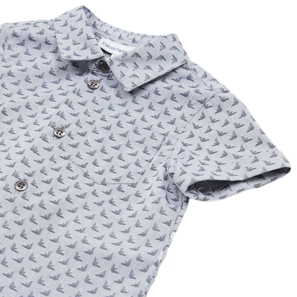 ViaMonte Shop | Emporio Armani Camicia bambino blu fantasia in puro cotone