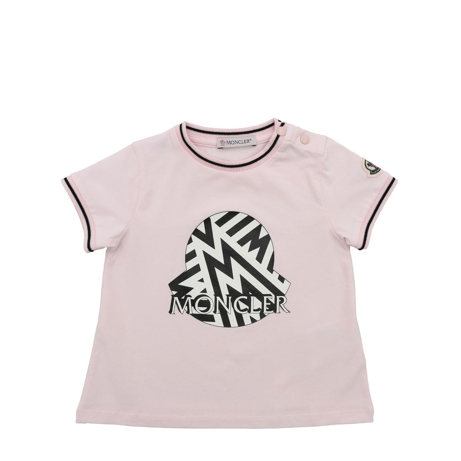 ViaMonte Shop | Moncler Enfant T-shirt neonato in cotone rosa stampa logo