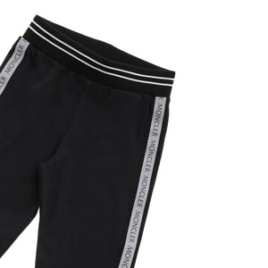 ViaMonte Shop | Moncler Enfant pantalone neonato in cotone stretch nero con bande laterali