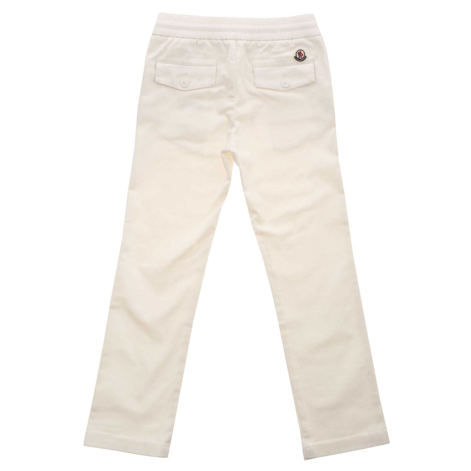 ViaMonte Shop | Moncler Enfant pantalone bambino in twill di cotone stretch panna