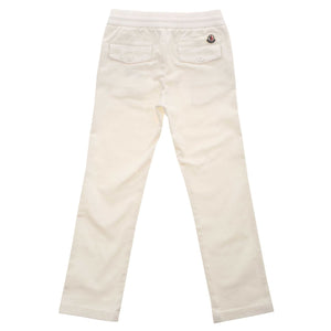 ViaMonte Shop | Moncler Enfant pantalone bambino in twill di cotone stretch panna