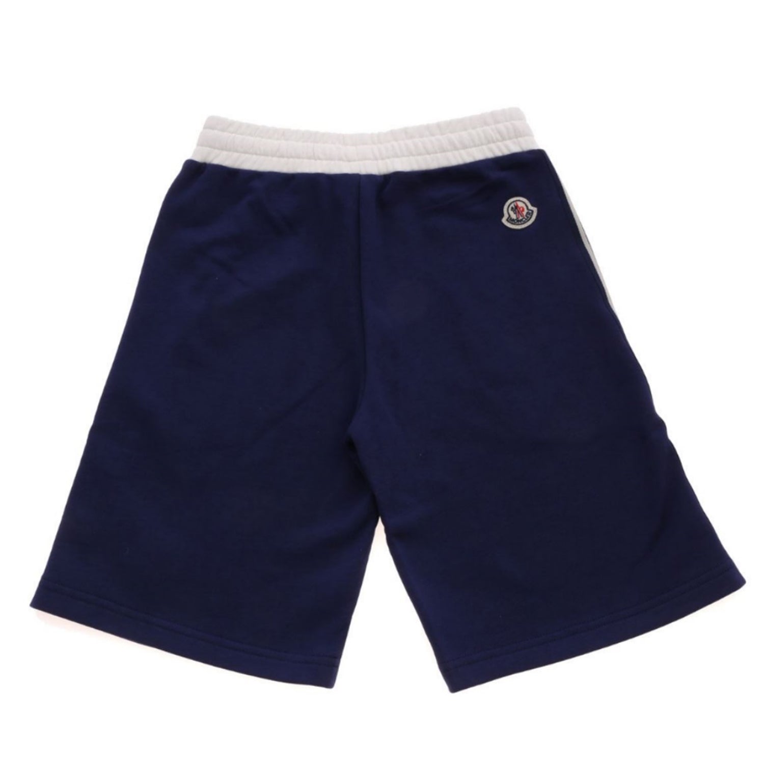 ViaMonte Shop | Moncler Enfant bermuda bambino in cotone blu con bande laterali