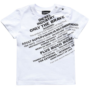 ViaMonte Shop | Diesel Kid t-shirt baby boy tdiegos3b bianca in jersey di cotone