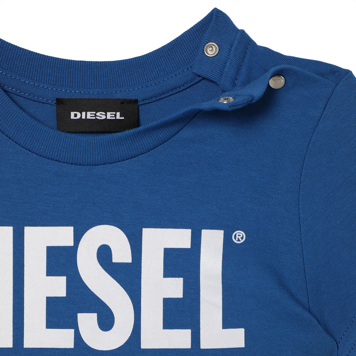 ViaMonte Shop | Diesel Kid t-shirt baby boy tjustlogob bluette in jersey di cotone