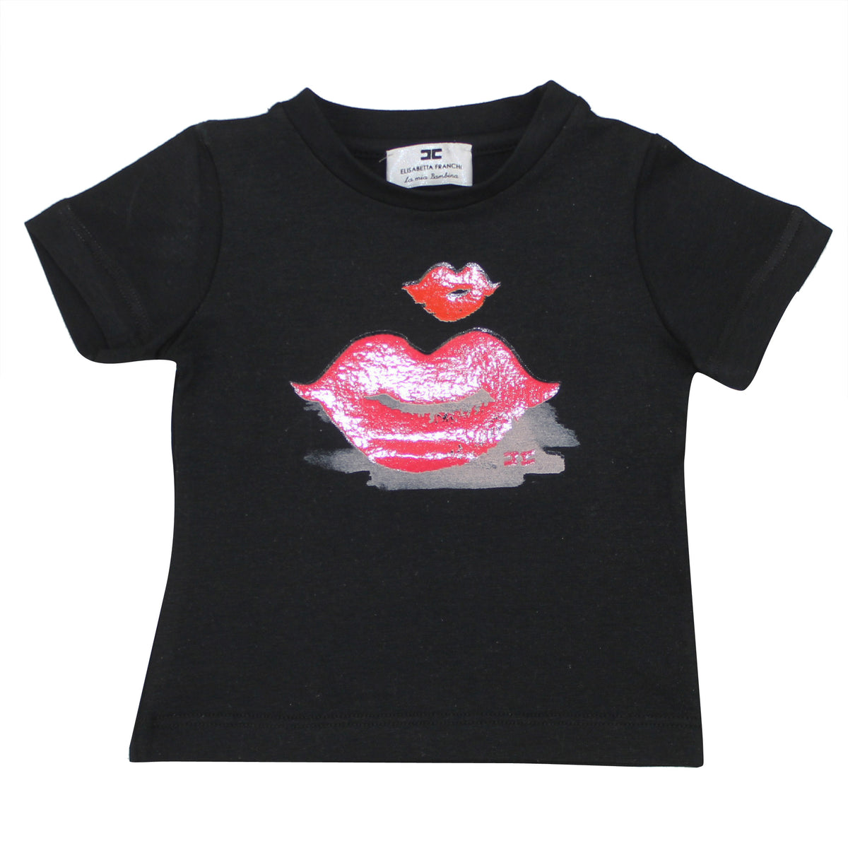 ViaMonte Shop | Elisabetta Franchi La Mia Bambina t-shirt baby girl nera in jersey di cotone