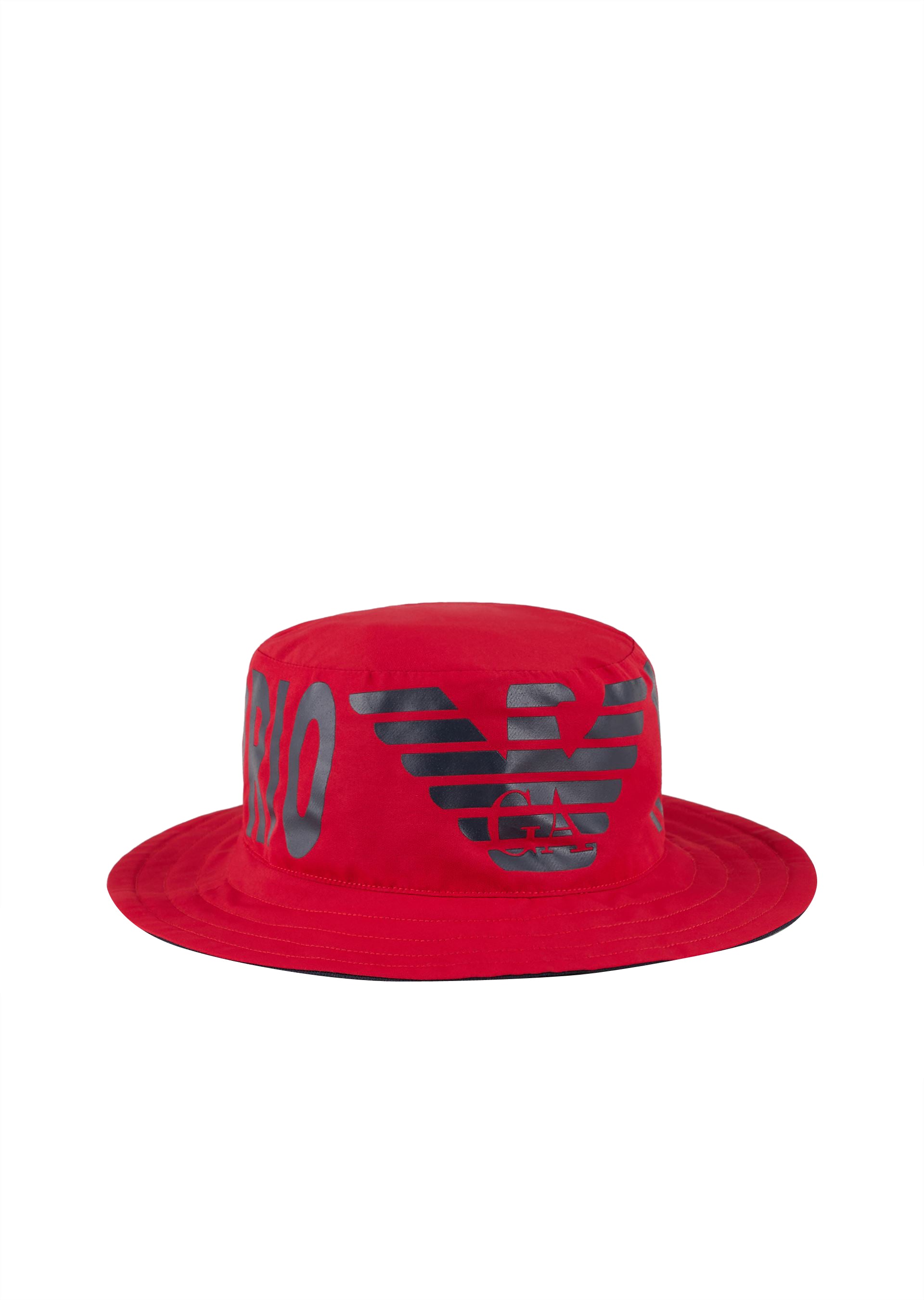 ViaMonte Shop | Emporio Armani cappello bucket baby boy rosso in tessuto tecnico