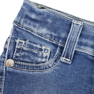 ViaMonte Shop | Miss Blumarine shorts baby girl blu in denim di cotone stretch