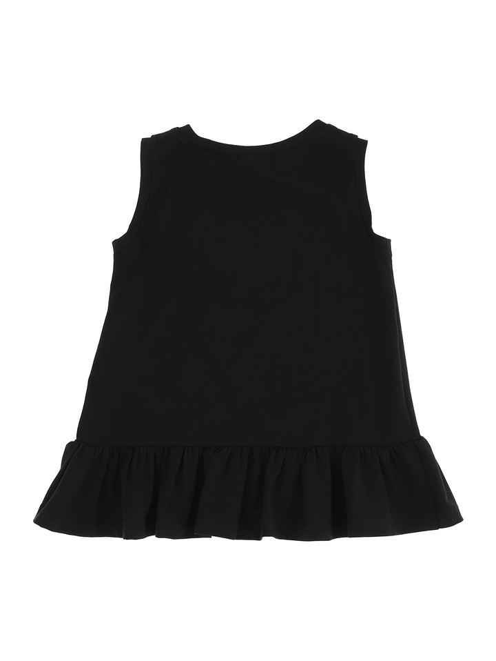 ViaMonte Shop | Monnalisa canotta bambina nera in cotone con ruches