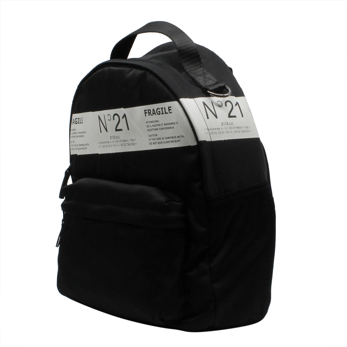 N°21 zaino unisex nero in tessuto con logo | ViaMonte Shop