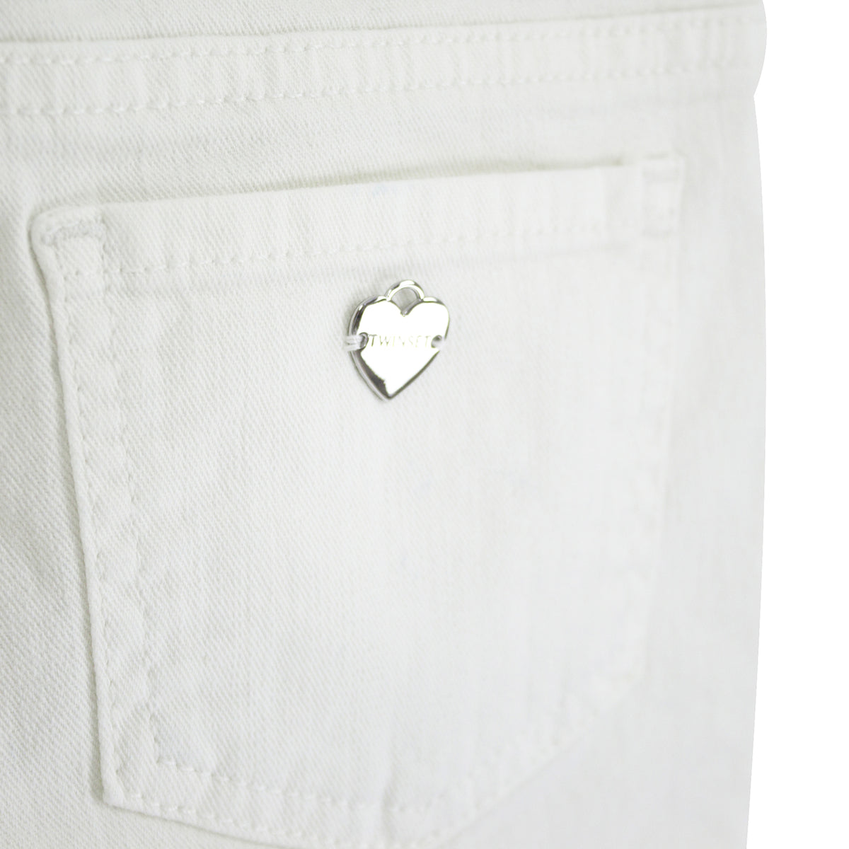 ViaMonte Shop | Twin Set bambina pantalone bianco in denim di cotone