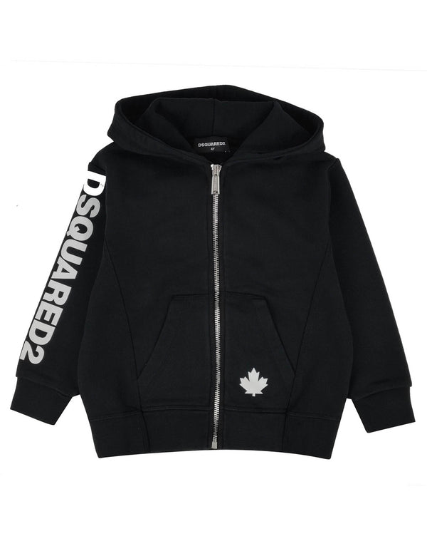ViaMonte Shop | Dsquared2 felpa nera bambino in cotone con cappuccio