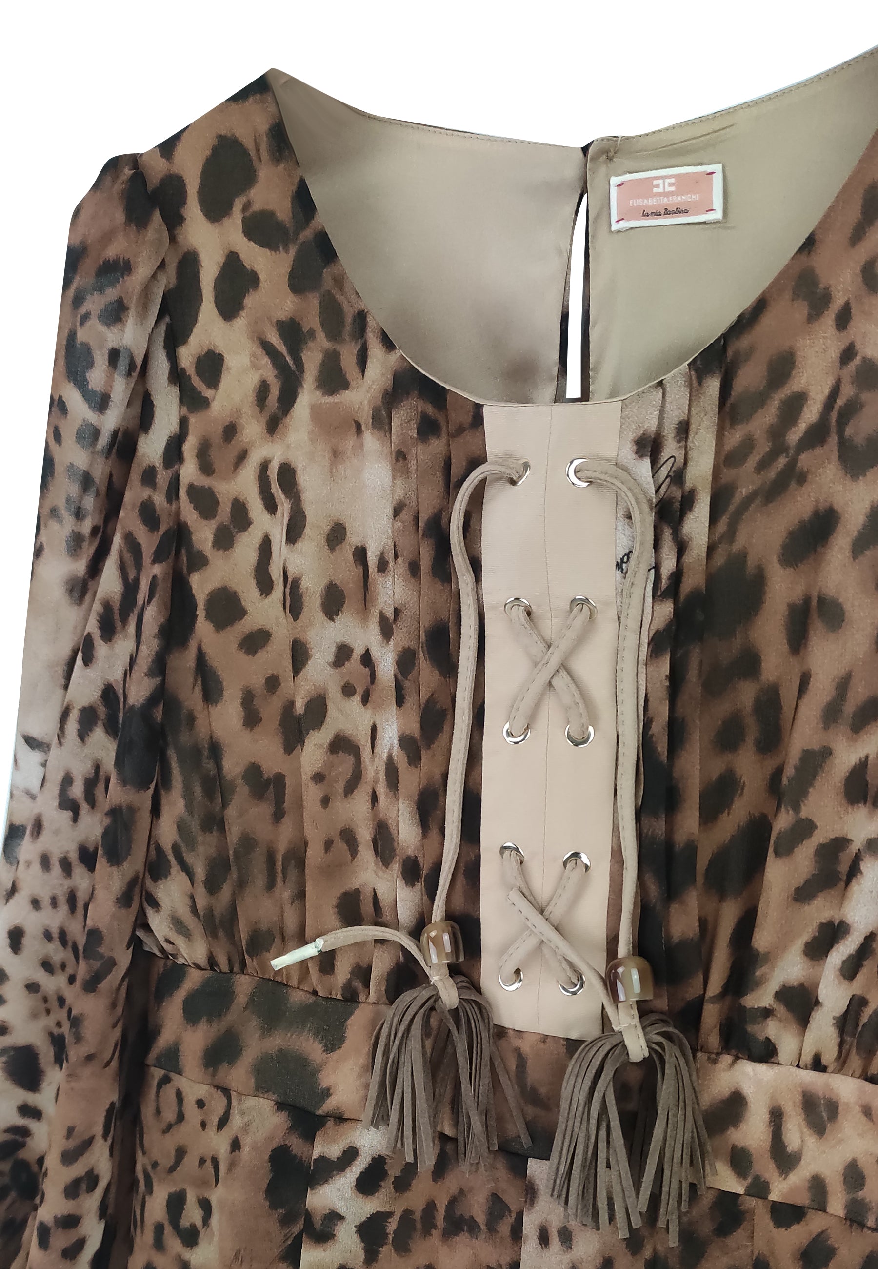 ViaMonte Shop | Elisabetta Franchi abito longuette beige ragazza in georgette
